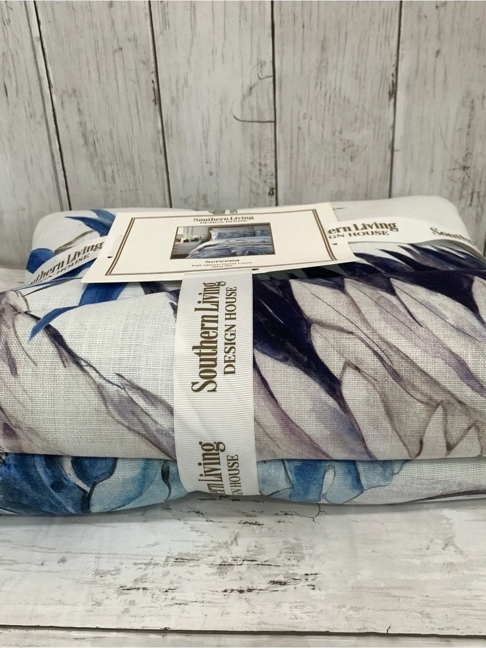 Southern Living Sereena Full Queen Duvet Cover Mini Set Two Shams 100% Cotton